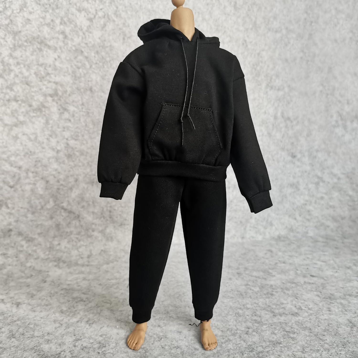 Photo 1 of **PARTIAL SET BOTTOMS ONLY** 1/6 Custom Scale Man Hoodie + Trousers Pant Outfit for 12" Male Action Figure Doll Clothes (Black Hoodie + Black Pant)