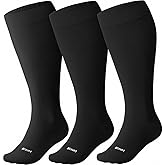 Blicount Cotton Plus Size Compression Socks for Women&Men Wide Calf 15-20 mmHg Knee High Soft Sock for Nurses, Pregnancy
