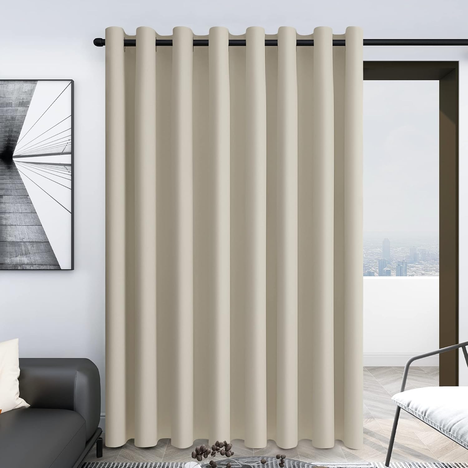 Outdoor Curtains - Deconovo Outdoor Curtains for Patio Door - 108 Inches Length, Wide Width Room Darkening Drapes for Living Room, Grommet (100W X 108L, Inch Beige, 1 Panel)