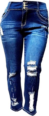 plus size stretch distressed jeans