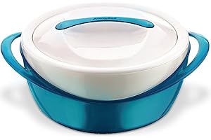 PINNACLE THERMOWARE Pinnacle Large Insulated Casserole Dish with Lid 3.6 qt. Elegant Hot Pot Food Warmer/Cooler -Thermal Soup/Salad Serving Bowl Stainless Steel Hot Food Container–Best Gift Set for Moms, Holidays - Teal