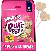 Bonkers Purrpops Freeze-Dried Chicken Flavored Lollipop Treats for Cats, 15 Pack