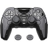 PlayVital for ps5 Edge Controller Silicone Cover Skin - Stellar Mecha Anti-slip Grip Protector for ps5 Edge Controller with Joystick Cap &amp; Sticker, Shockproof Case - Black &amp; Gunmetal Gray
