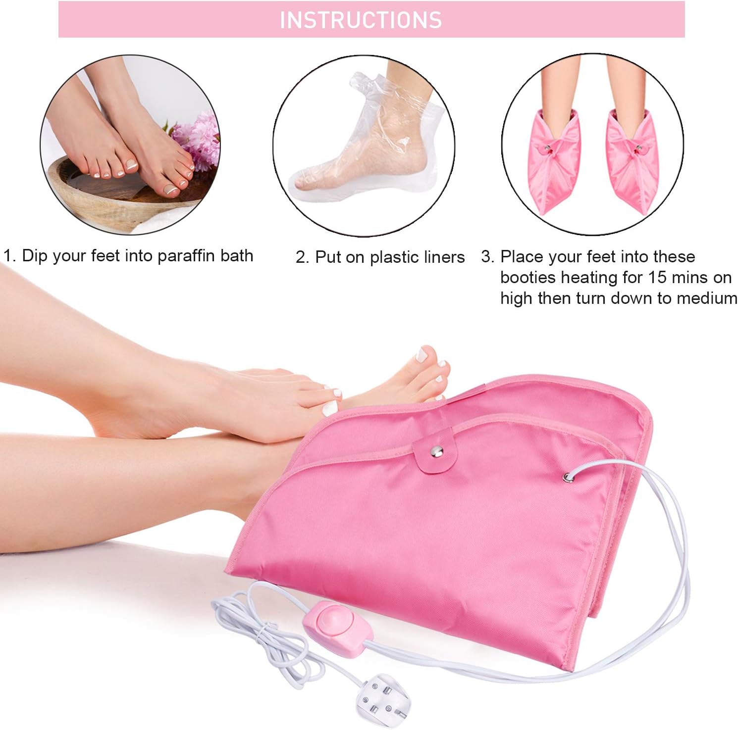 Noverlife Paraffin Wax Heated Booties, Electric Heated Nail Art Pedicure Foot Cover - Image 3