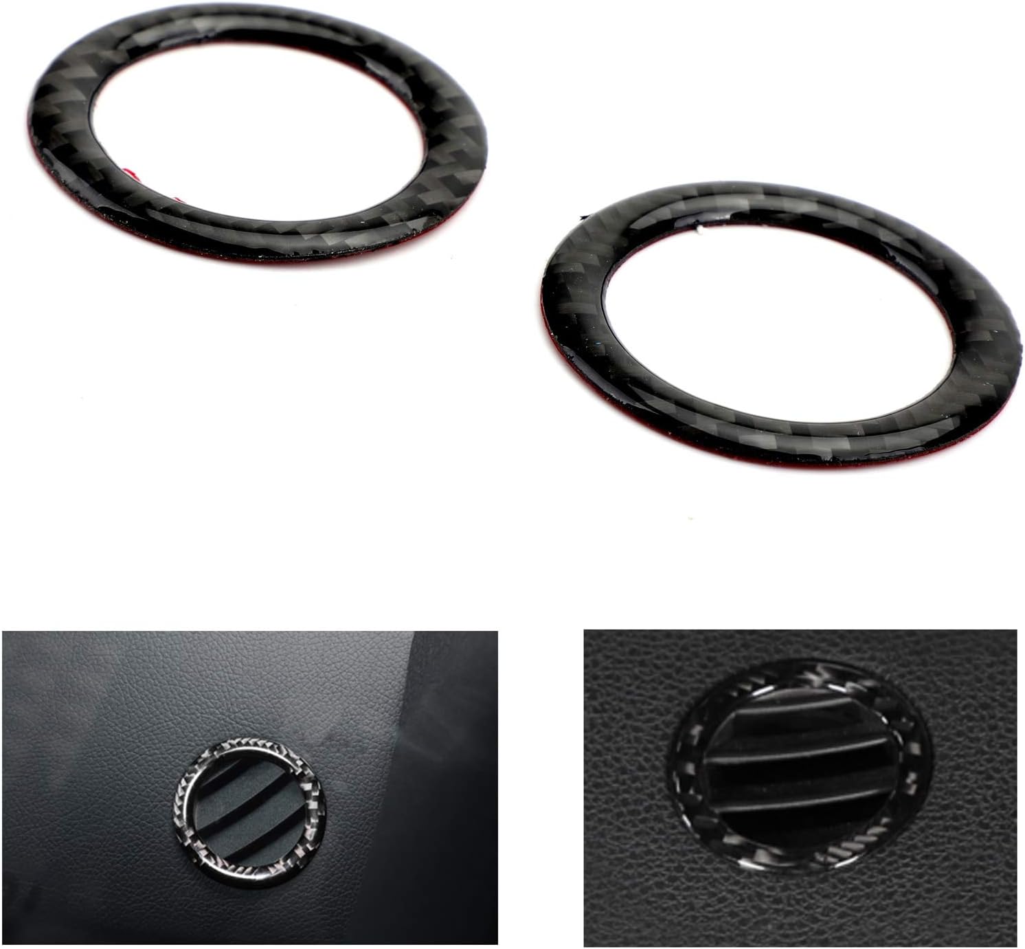 2PCS Carbon Dashboard outlet decoration ring Trim For Benz C Class W204 07-14 Air Conditioner Outlet Frame Trim