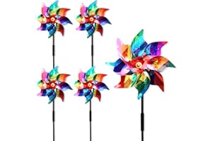 YITLA Windmills for The Yard Garden 5Pack Reflective Pinwheels Bird Deterrent Devices Outdoor Pinwheels for Kids Bird Repellent Devices Outdoor Cemetery Decorations for Grave (Multicolour B)