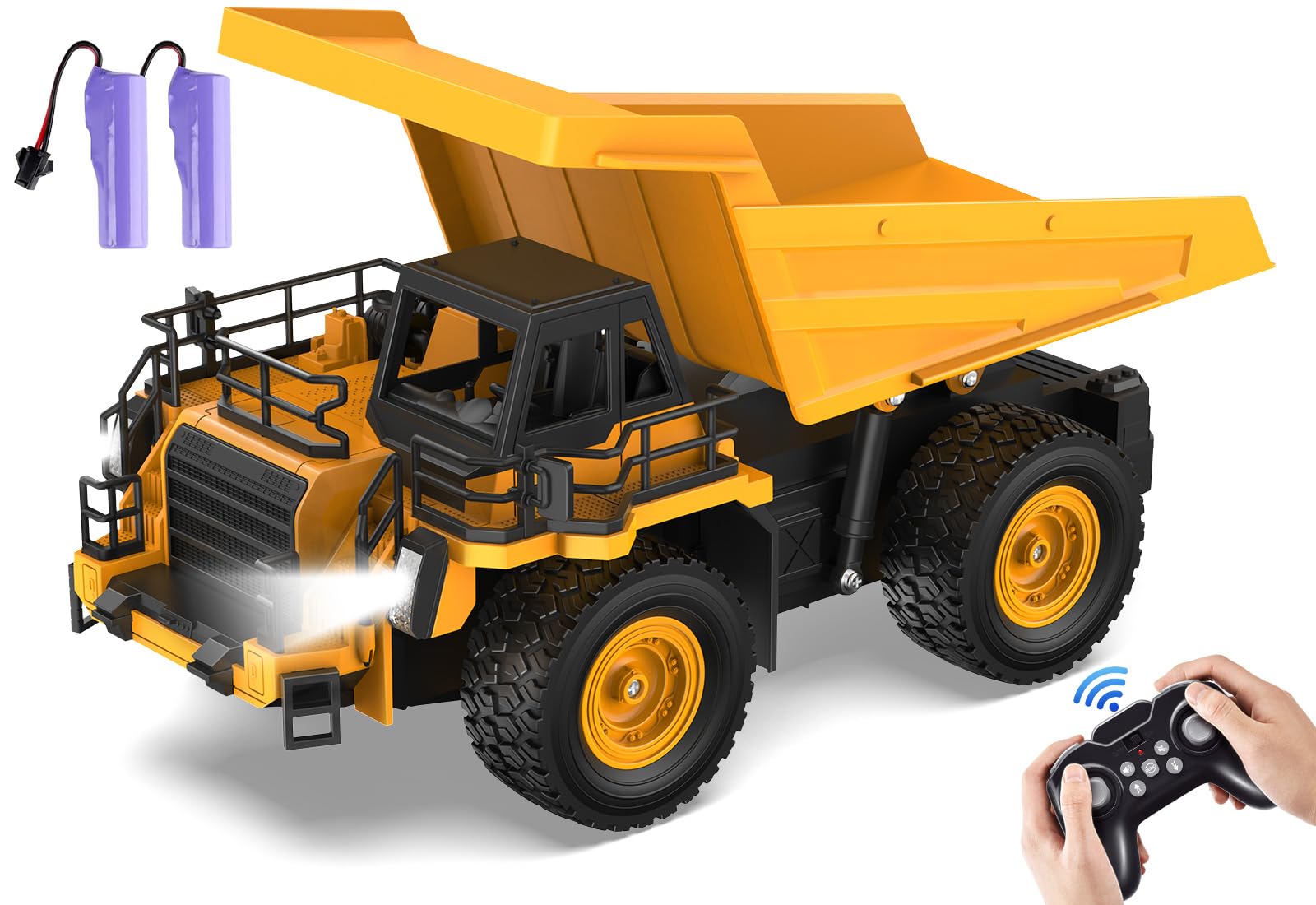Photo 1 of KIDDITOY 9-Channel Remote Control Dump Truck - 1:18 Scale Construction Toy, Realistic Lights & Sounds, All-Terrain Wheels, Perfect for Kids 6+ & Adults, 100-Minute Battery Life, Great for Birthday