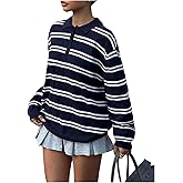 SOLY HUX Women's Striped Sweater Collared Long Sleeve Knit Casual Trendy Preppy Pullover Tops
