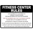Fitness Center Rules Use Equipment at Your Own Risk Aluminum Metal Sign 10 in x 7 in