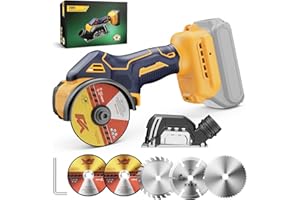 3 Inch Cordless Cut Off Tool for De-Walt 20V MAX Battery, Mini Circular Saw 19500RPM with Adjustable Depth, 5 Blades for Meta
