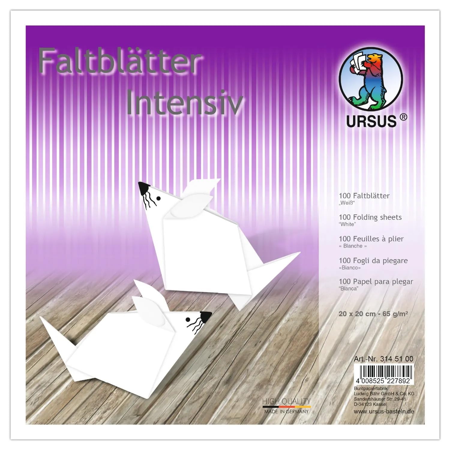 Ursus 3145100 Uni Folding Sheets 65 g/sqm/20 x 20 cm 100 Sheets White