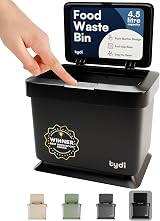 Tydi 4.5L Food Waste Bin with Press Button Lid Black Kitchen Compost Caddy