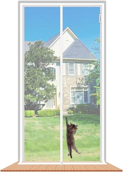LAIJIANG Reinforced Cat Screen Door 110x220cm Scratch Proof Mesh with Zipper