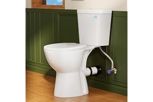 Simple Project Rear Discharge Toilet with 19 Inch Tall Toilet Bowl, Rear Outlet Toilet - Powerful & Quiet Dual Flush 1.28GPF High Toilets for Seniors, Includes Extension Pipe