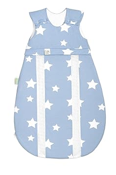Odenwälder Jersey-Schlafsack prima klima white stars sky blue, Größe:90