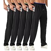 OZYJD Mens Sweatpants with Zipper Pockets 5 Pack Mens Joggers for Men Open Bottom Mesh Athletic Pants for Workout,Running