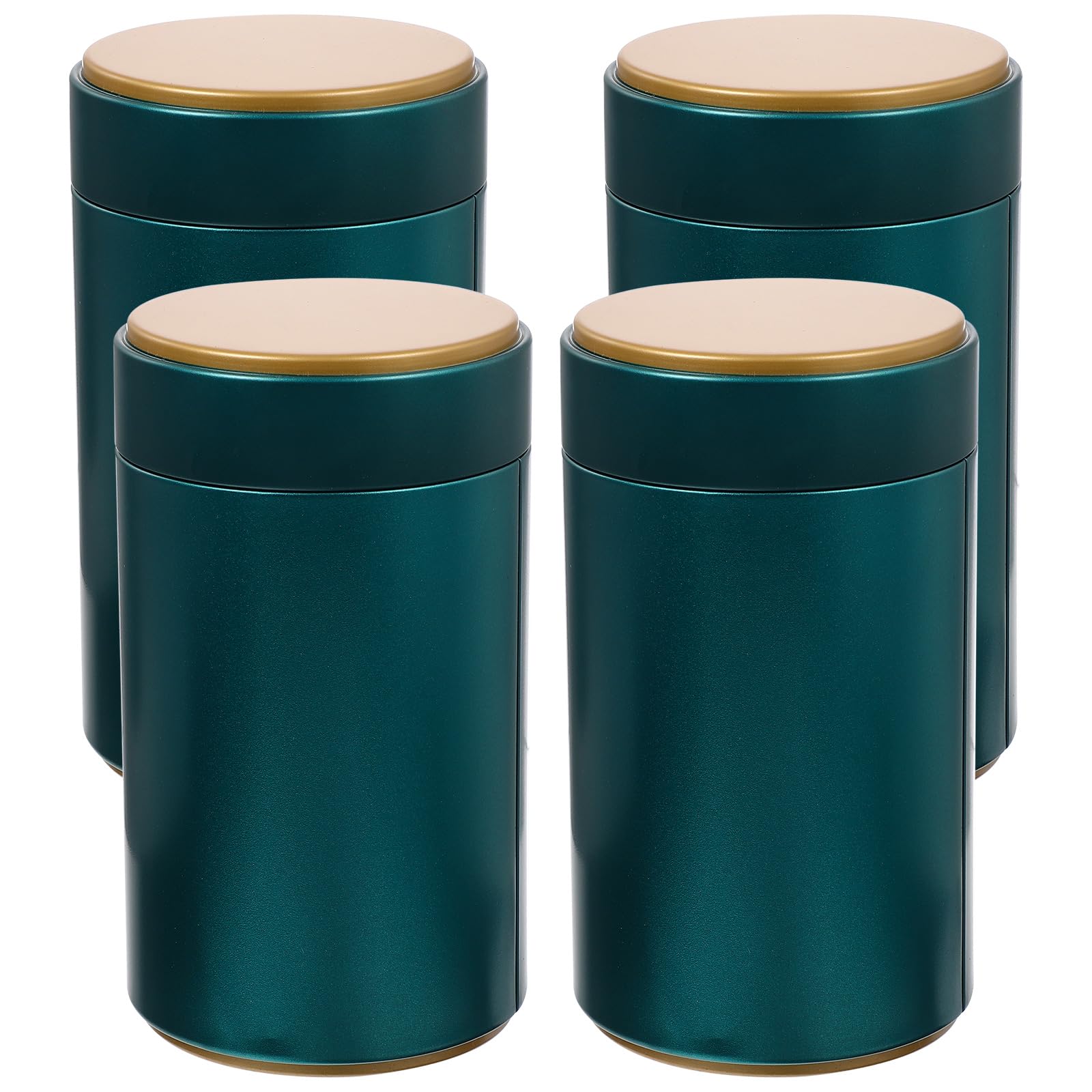 Cabilock 4pcs Airtight Metal Tea Canisters Stylish Design Tinplate Storage Jars for Loose Leaf Tea Sugar for Home Kitchen Office and
