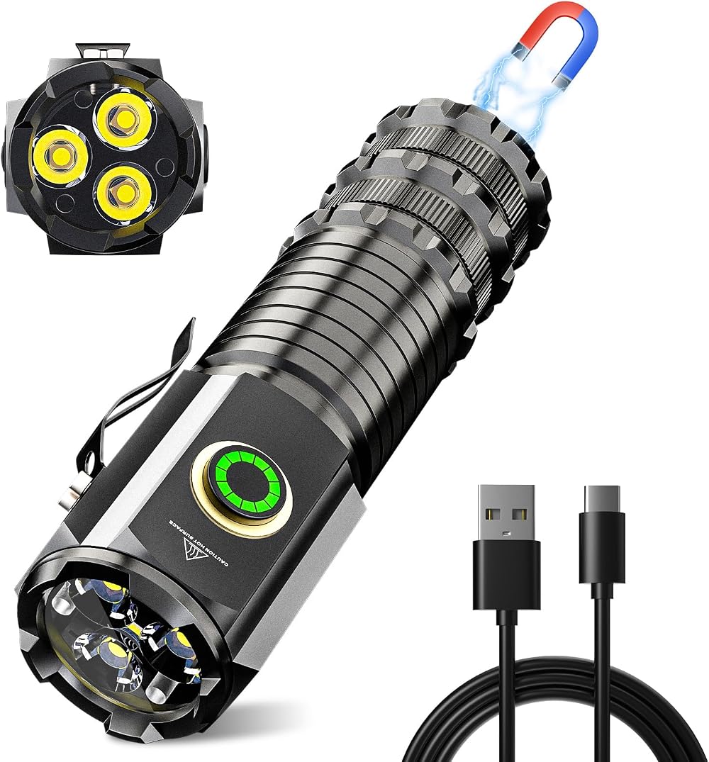 Wind&Moon Small Powerful Rechargeable Torch 5 Modes IPX5 USB-C Magnetic Clip