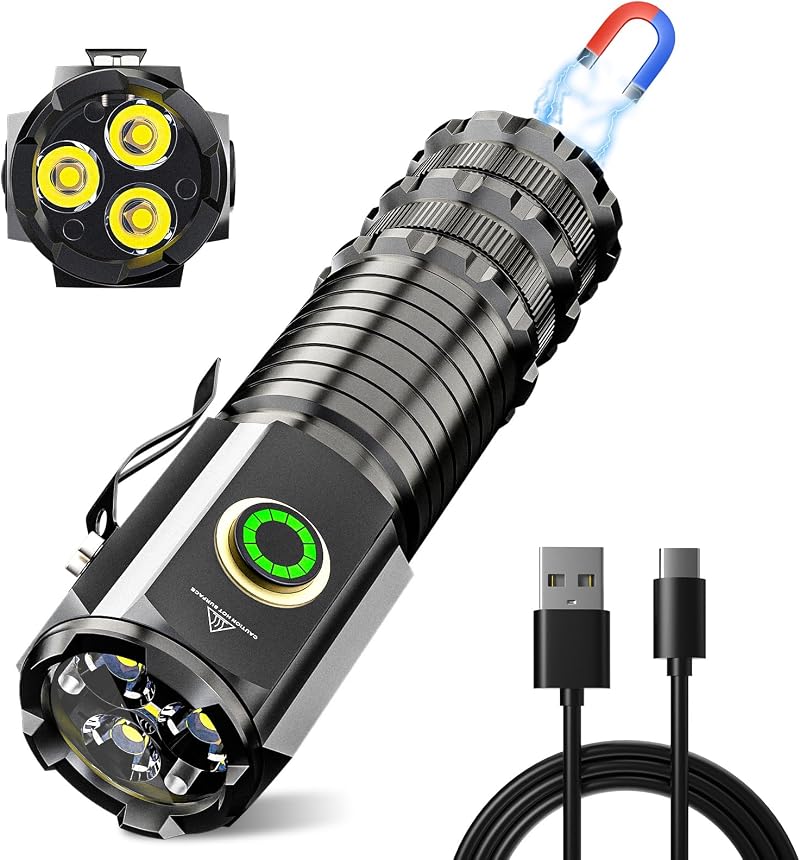 Wind&Moon Small Powerful Rechargeable Torch 5 Modes IPX5 USB-C Magnetic Clip