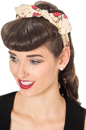Banned Ana Vintage Retro Rockabilly Bandana Headband Beige One