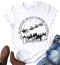 Ovazly Christmas Reindeer Print Shirts for Women