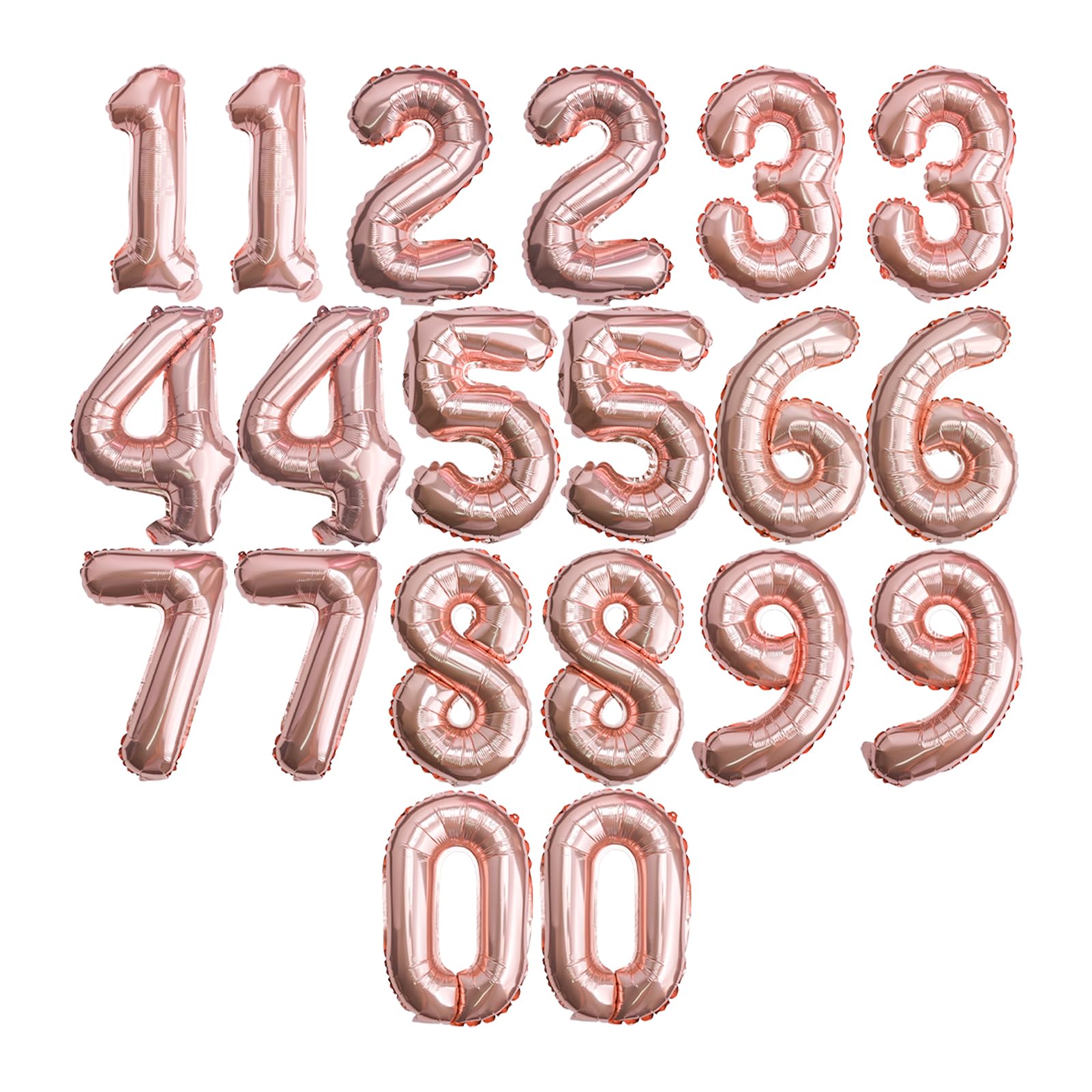 Photo 1 of [20 Pcs] 16" Rose Gold Foil Number Balloons (2 sets of 0-9) - Mylar Aluminum Hanging Decorations for Graduation, Birthday, Christmas & New Year's Eve Parties