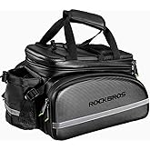 ROCKBROS Bike Rack Bag Trunk Waterproof Carbon Leather Bicycle Rear Seat Cargo Pack Pannier Handbag
