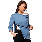 Fleece Lined Post Surgery Shirt for Women Tear Away 3/4 Sleeve Adaptive Clothing for Rotator Cuff Recovery Shirt with Pockets