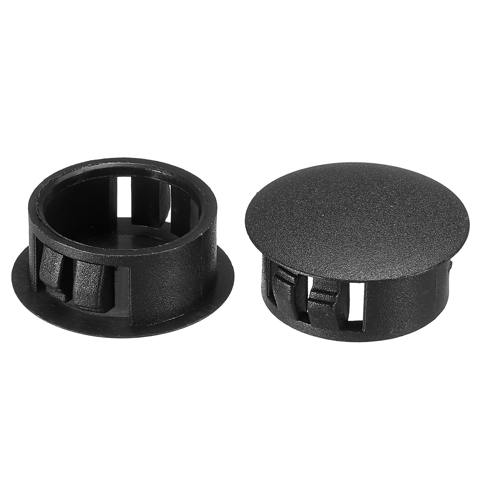 PATIKIL Hole Plugs Plastic, 50 Pcs 20mm(13/16") Screw Bumper Hole Plug Flush Snap Type Round Hole Cover Caps for Round Holes Cabinet Furniture Kitchen, Black