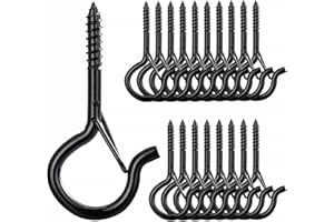 HZJD Q Hanger Hooks with Safety Buckle, Black, Screw in Hooks for Outdoor String Lights Hanger 2.2 Inch(20PCS)