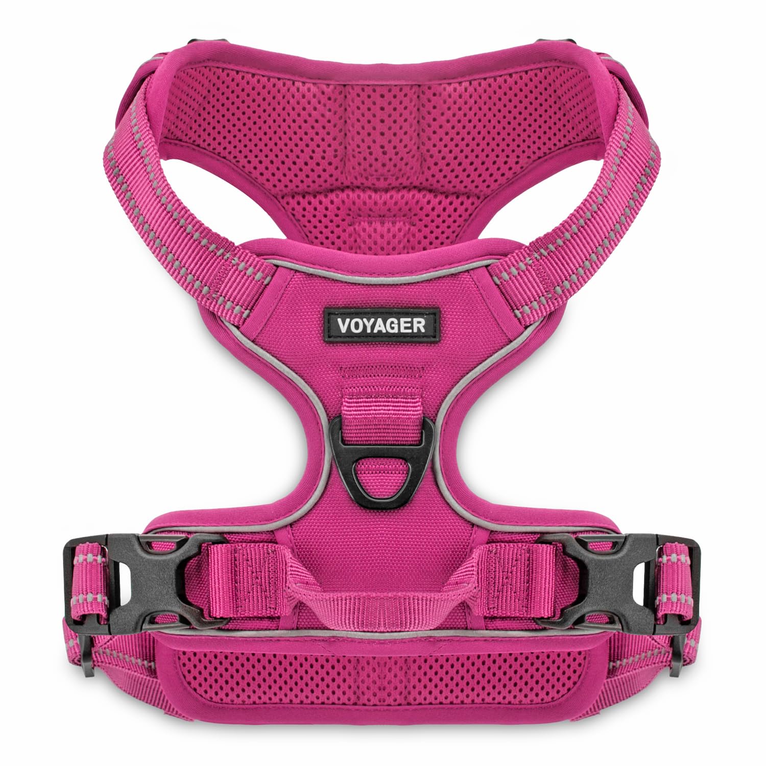 Voyager Dog Harness Dual Leash Attachment No-Pull Control Adjustable Soft but Strong Pet Harness for Medium and Large Dogs with 3M Reflective Technology - Fuchsia, XS (Chest: 13 - 16")