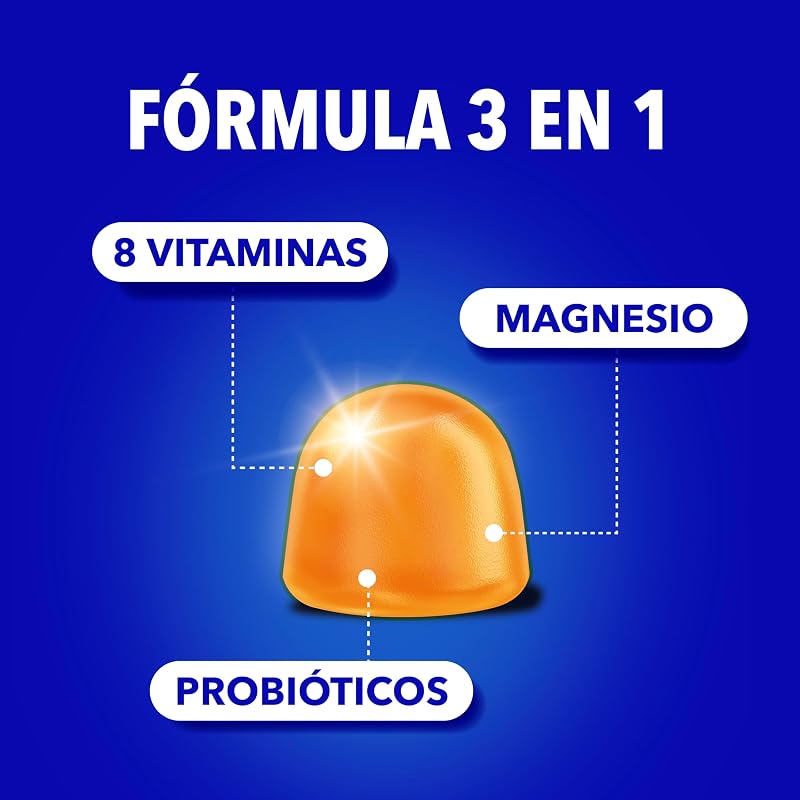 Gummies Energy para la Reducción de la Fatiga¹ con Vitamina C y Magnesio, Vitaminas B12, B1, B2, B3, B6, B7, D y Probióticos, 60 gummies
