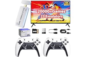 GENERIC 2026 Upgraded Wireless Retro Gaming Console Built-in 20,000+ Games and 23 Emulators, Video Game Console with 4K Output & Dual 2.4G Controllers, Nostalgic Game Stick for Christmas gifts