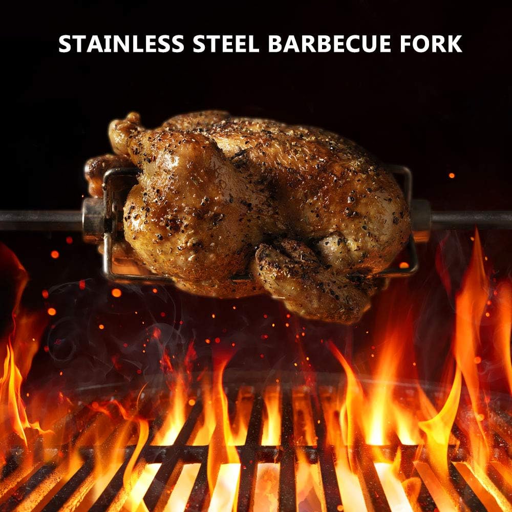 Allnice Rotisserie Spit Forks, Stainless Steel Rotisserie Prongs Meat Forks, Fits 3/8 inches Hexagon, 5/16 inches Square, and 7/16 inches Round Rotisserie Spit Rods : Garden & Outdoor