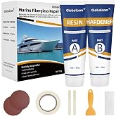 Globalcom Fiberglass Boat Repair Kit White, Gel Coat Repair Kit for Boats | Marine Fiberglass Repair Kit for Boats, Epoxy Filler for Boats, Fiberglass Repair Kit Fix Holes Chips Pit Cracks