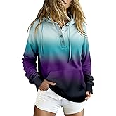 VIEACTIVEWEAR Hoodie for Women Tie Dye Sweatshirt Button Down Tops Casual Long Sleeve Oversize Pullover