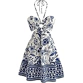 Floerns Women's Floral Halter Neck Vacation Dress Sleeveless Cut Out Boho Cami Dress