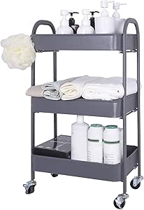 Carrito organizador de cocina con ruedas de 3 niveles, organizador de