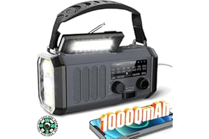 10000mAh Emergency Radio with NOAA Weather Alert,Portable Solar Hand Crank AM FM Radio for Survival,SOS Alarm and LED Flashli