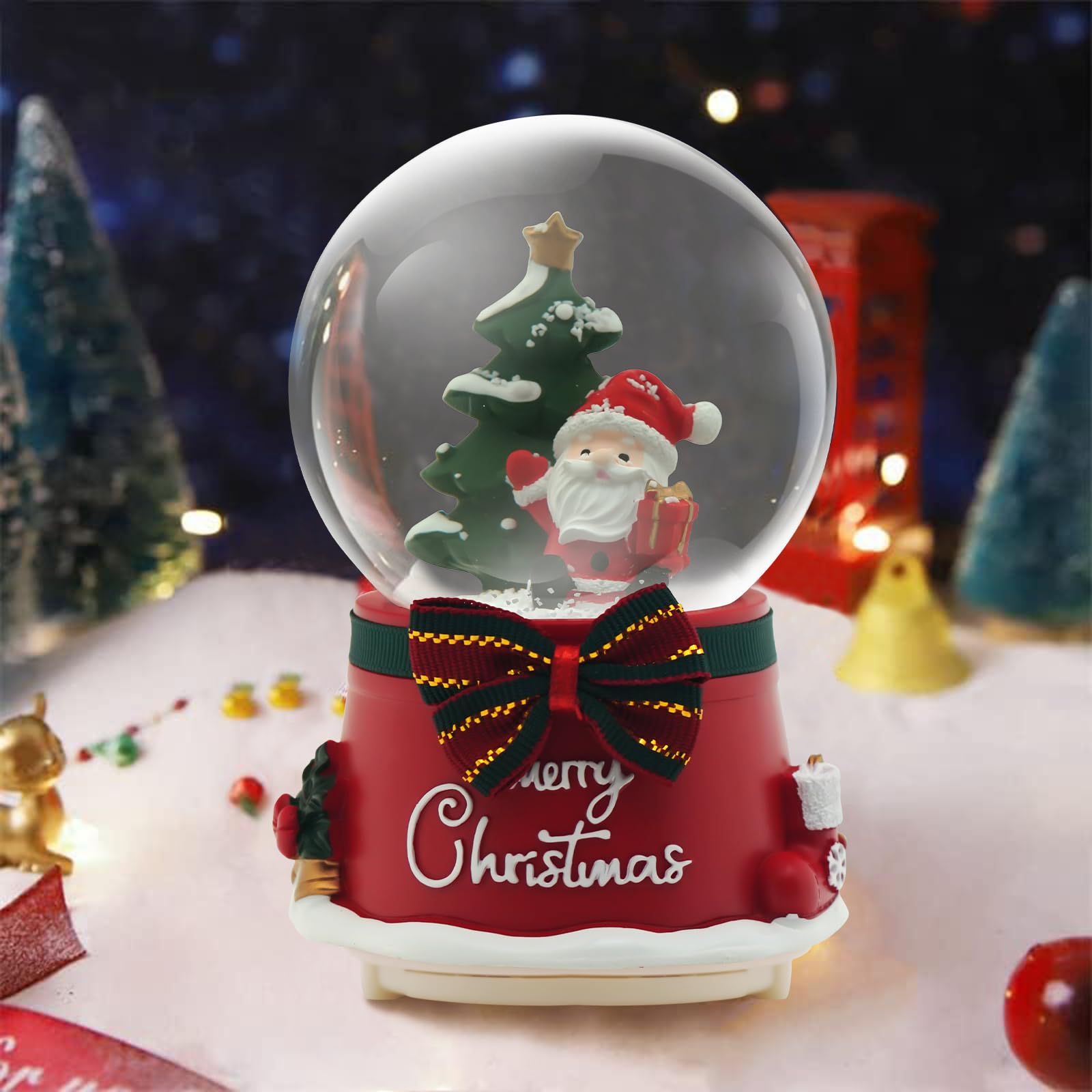 Daixilan Christmas Snow Globe Lantern Musical, Snow Globes Christmas with Music, Glitter Snowflakes icicles Lighted Santa Claus Decorative Lantern, Xmas Decor Gift for Adult Girls Women(Santa Claus)