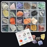 Rock & Mineral Collection Kit for Adults and Kids Natural Rocks for Tumbling Polishing Gemstone Raw Crystals Rough Stones for Wicca & Reiki (24Pcs)