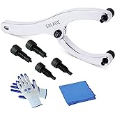 Salade 10-Inch Heavy Gland Nut Wrench with Handle, Adjustable Spanner Wrench for Removing Hydraulic Cylinder Glands Under 7 Inches, Includes 5/32", 1/4", 5/16", and 3/8" Pins, Gloves, and Towel