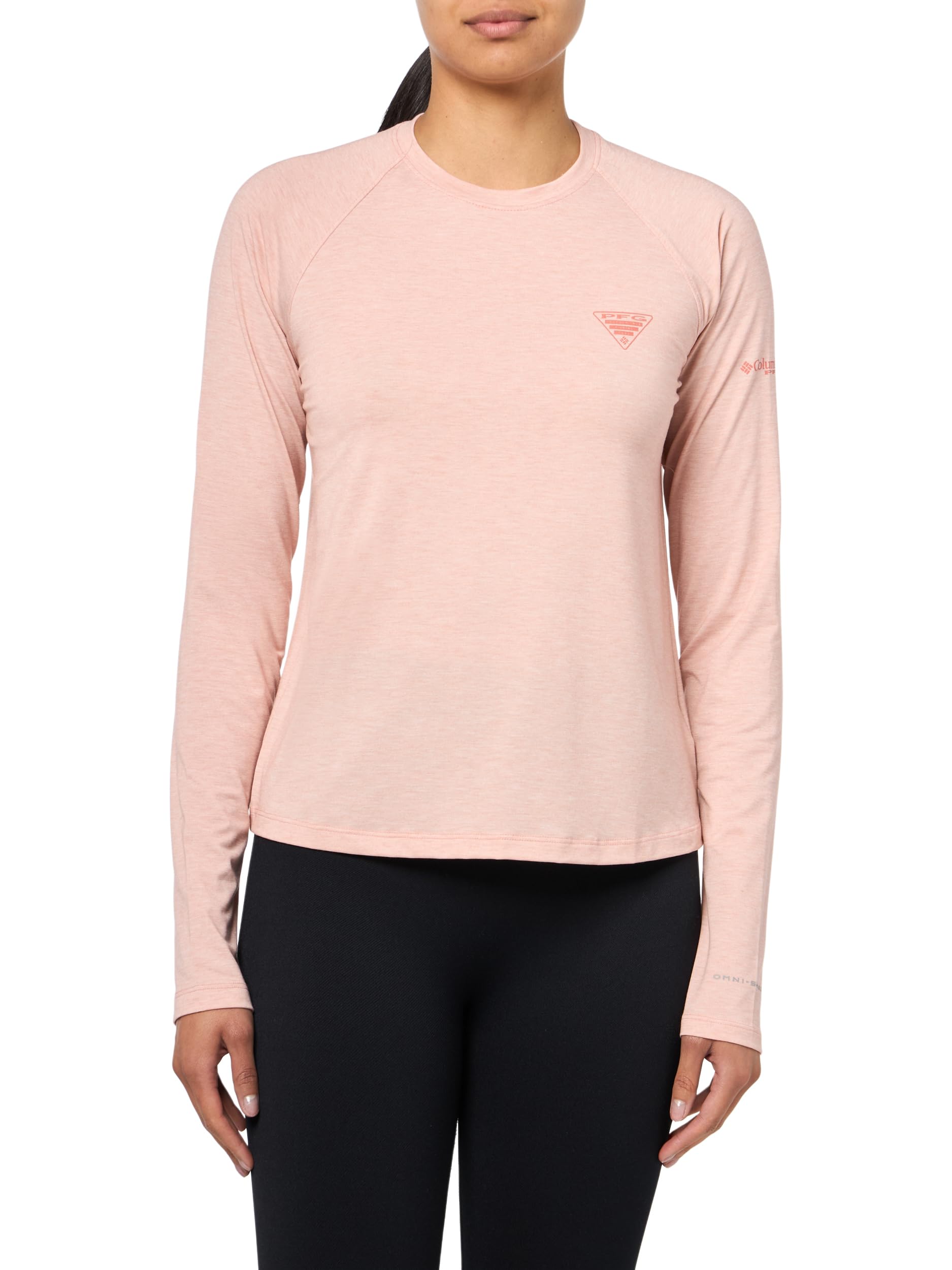 Columbia Women’s PFG Uncharted Knit Long Sleeve, Faux Pink Heather, Medium