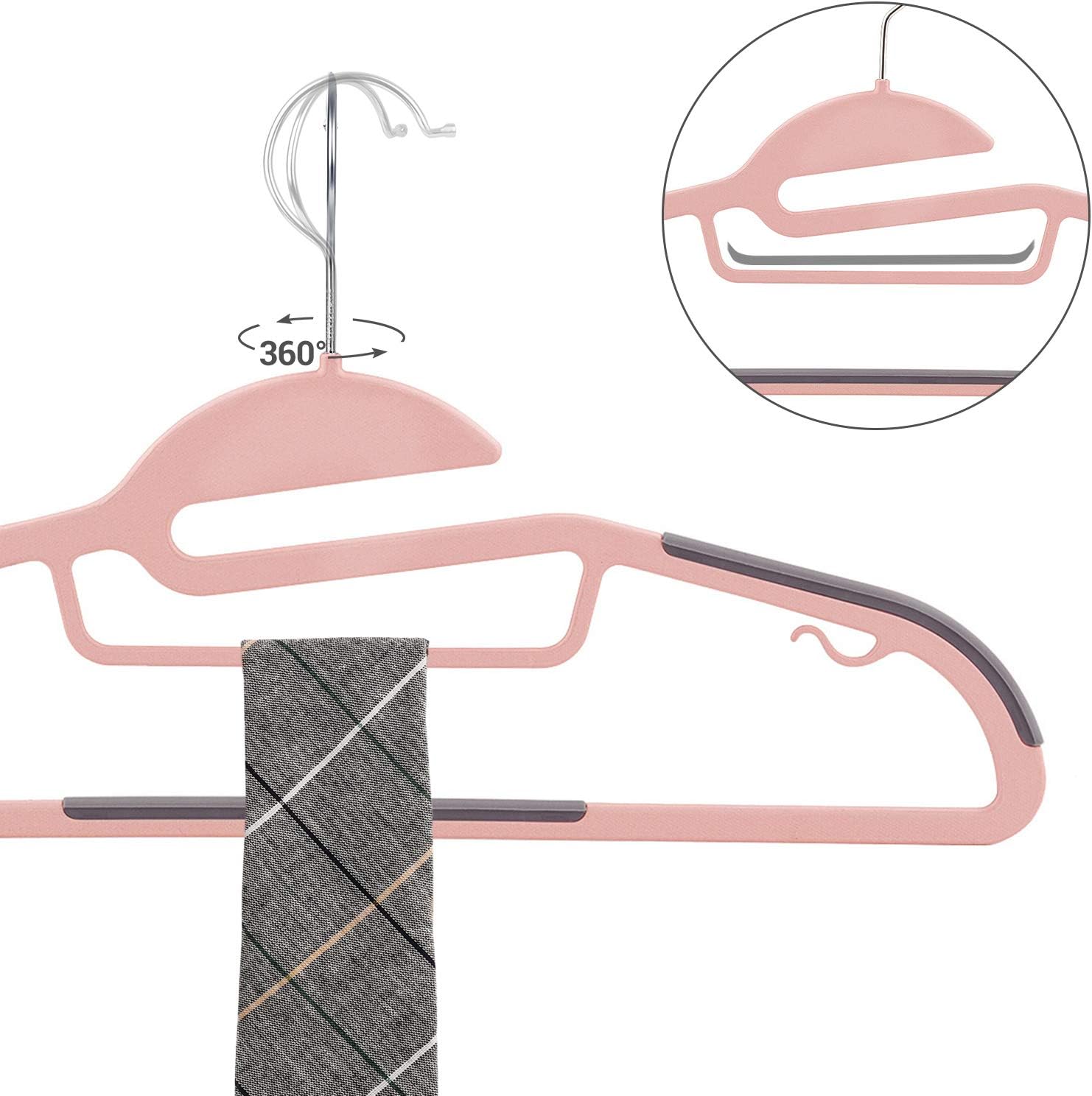 SONGMICS Plastic Clothes Hangers CRP041P01 with U-shaped Opening, Non-Slip and Space-Saving, 0.5 cm Thick, 41.5 cm Wide - Image 5