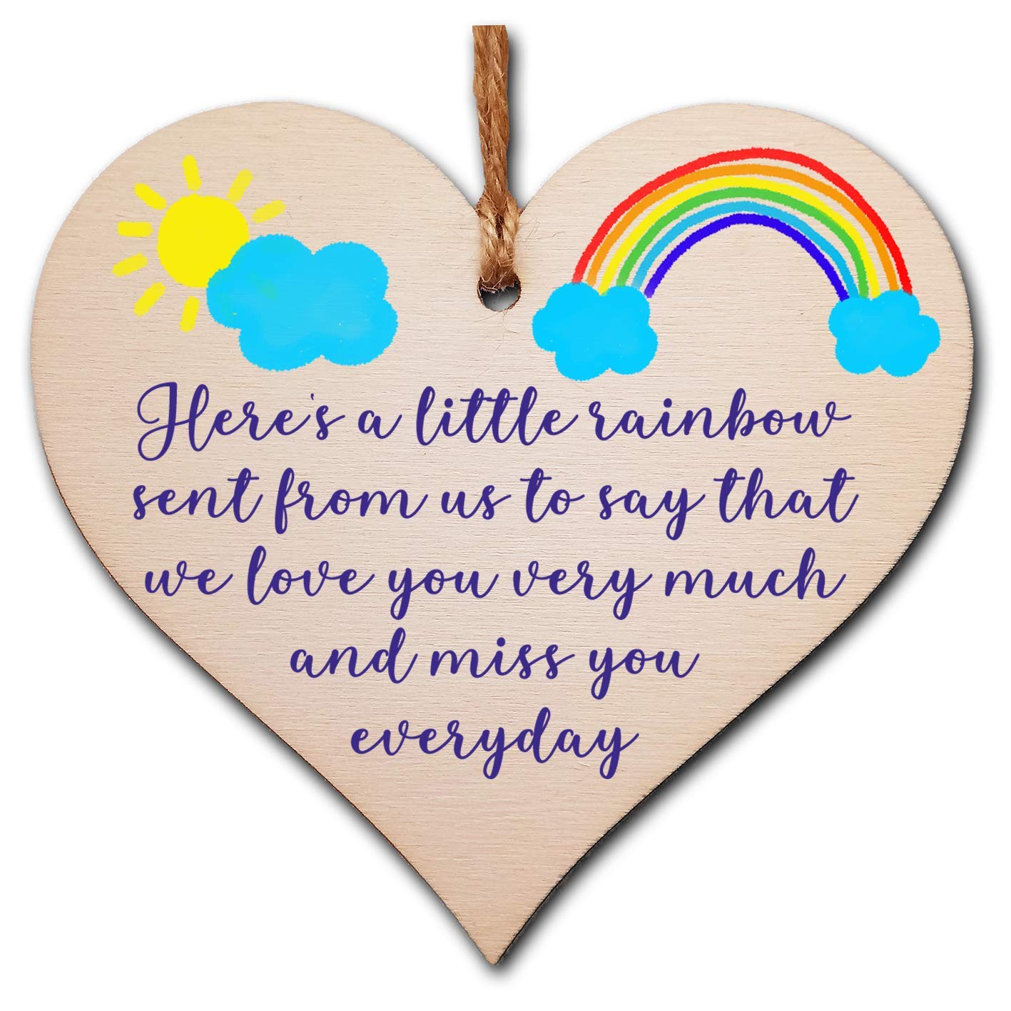 Thinking of You Wooden Heart Plaque – Letterbox-Friendly Hanging Gift Sign with Twine – 10x10cm Italian Plywood – Thoughtful Keepsake for Friends & Loved Ones – Sympathy, Long Distance, Hard Times
