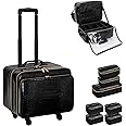 OCHEAL Rolling Makeup Train Case,with 7 Pcs Clear Makeup Bags, 18" Carry On Travel Cosmetic Organizer Suitcase,Extra Large Storage Trolley Makeup Case On Wheels for Hairstylist Cosmetology Artist