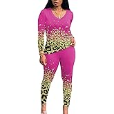 PINSV Women's Tracksuits 2 Piece Outfits Sweatsuits Long Sleeve Top Jogger Legging Pants Sets