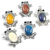 Zotoone 4PCS Natural Stone Pendant Frog Shape Agate Rose Quartz Healing Crystals Stone Charms For Jewelry Making DIY Necklace