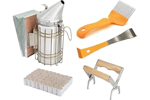BEEXTM Bee Hive Smoker Bee Smoker Kit Beekeeping Tool Kit for Beekeeper Necessary Includes Beehive Smoker, Honey Uncapping Fork Tool, Bee Frame Grip, Bee Hives Tools,Bee Smoker Pellets