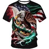 LAOLIUSN Star Stripe Flag T-Shirt for Men Summer Short Sleeve Tees Tops Patriot Theme Shirt Eagle Graphic Shirt